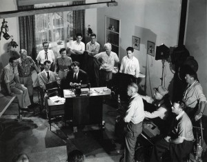 Gordon on the set the TV sewing show he created