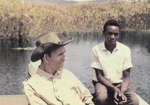 Gordon with unidentified guide on African lake